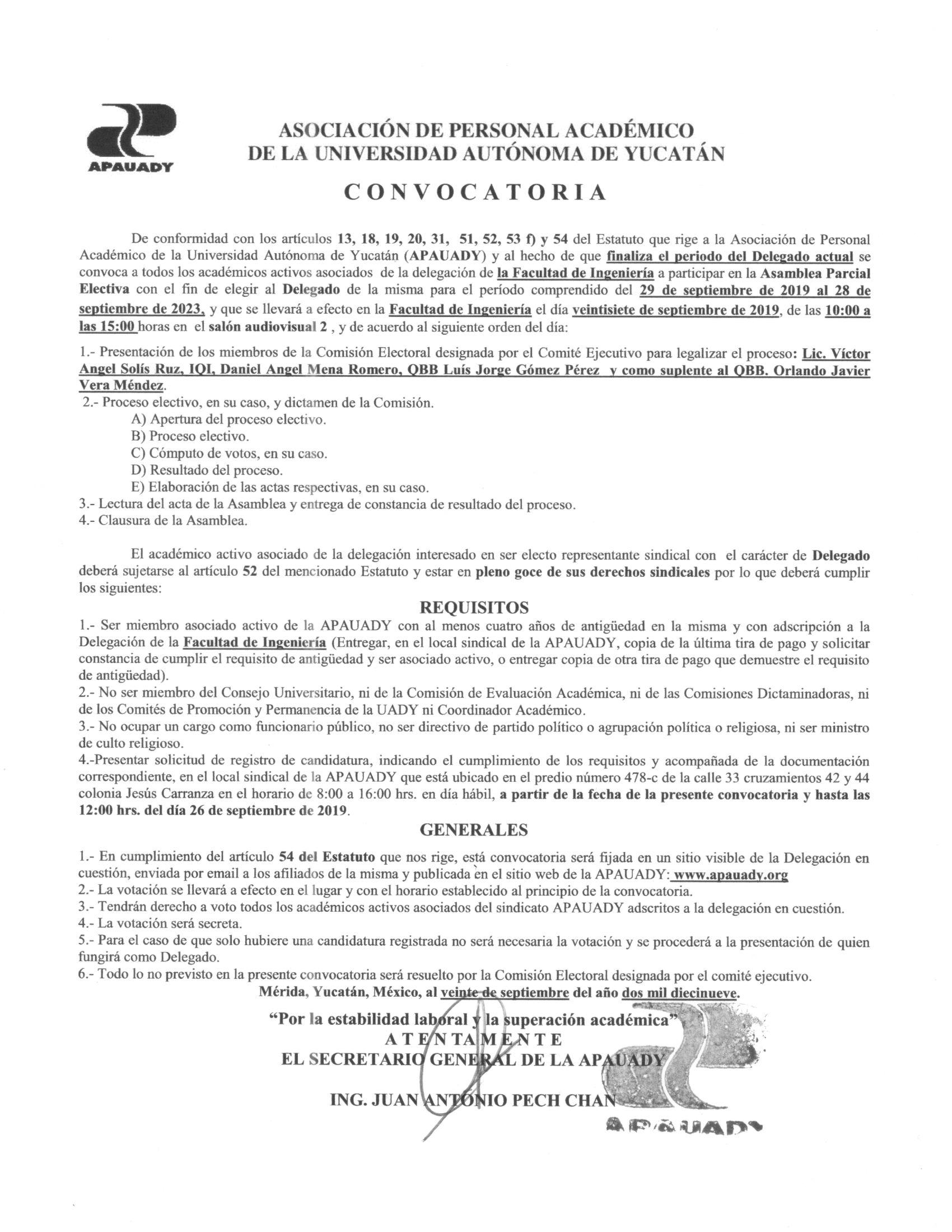 Featured image for “Convocatoria Elecciones para Delegado de la Facultad de Ingeniería”