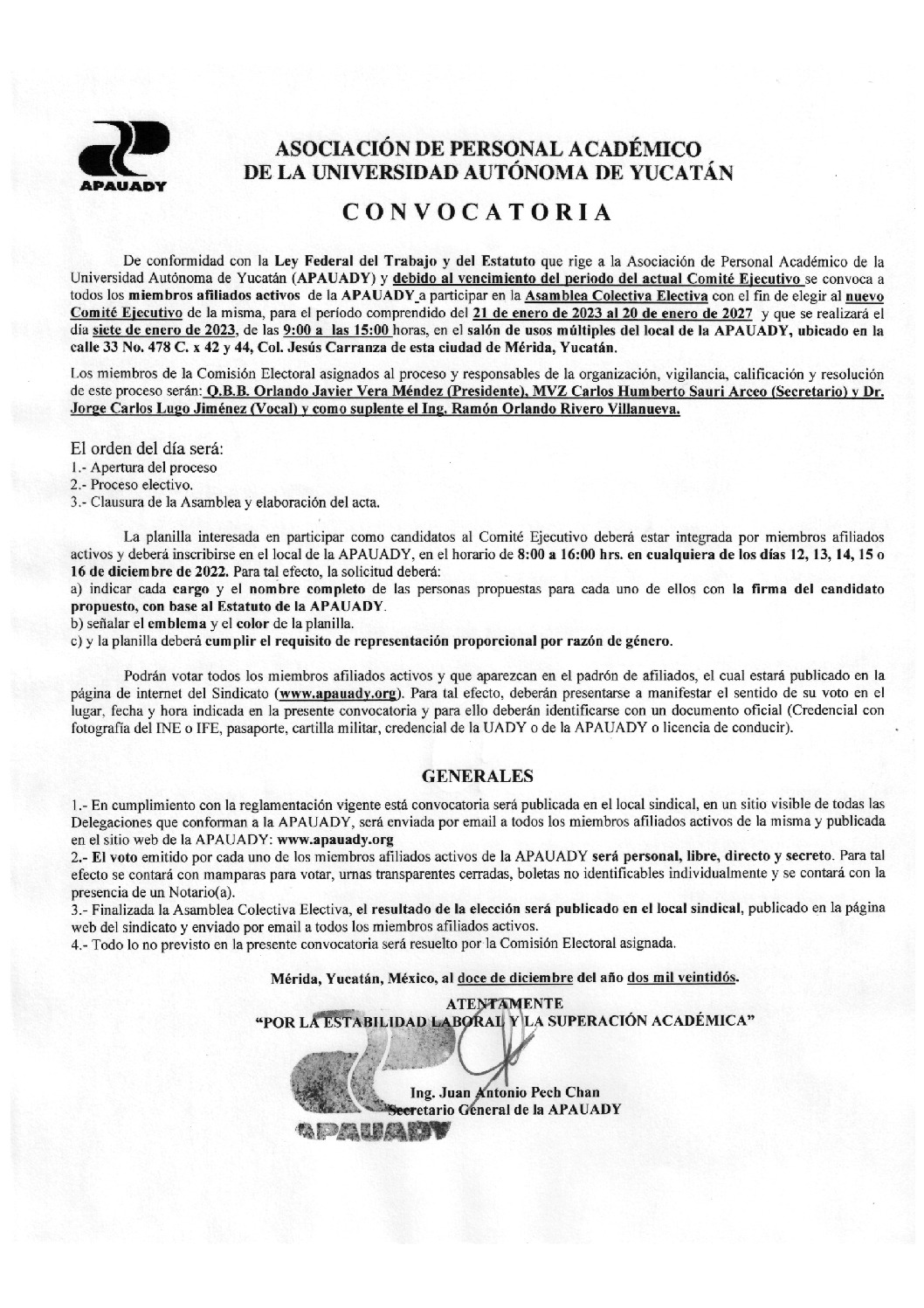 Featured image for “Convocatoria | Asamblea Colectiva Electiva | 7 enero 2023 9:00hrs”