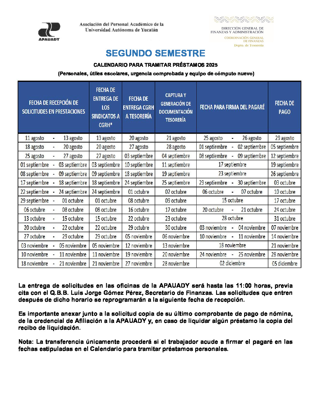 thumbnail of Calendario de recepcion de prestamos personales utiles urgencia y computo
