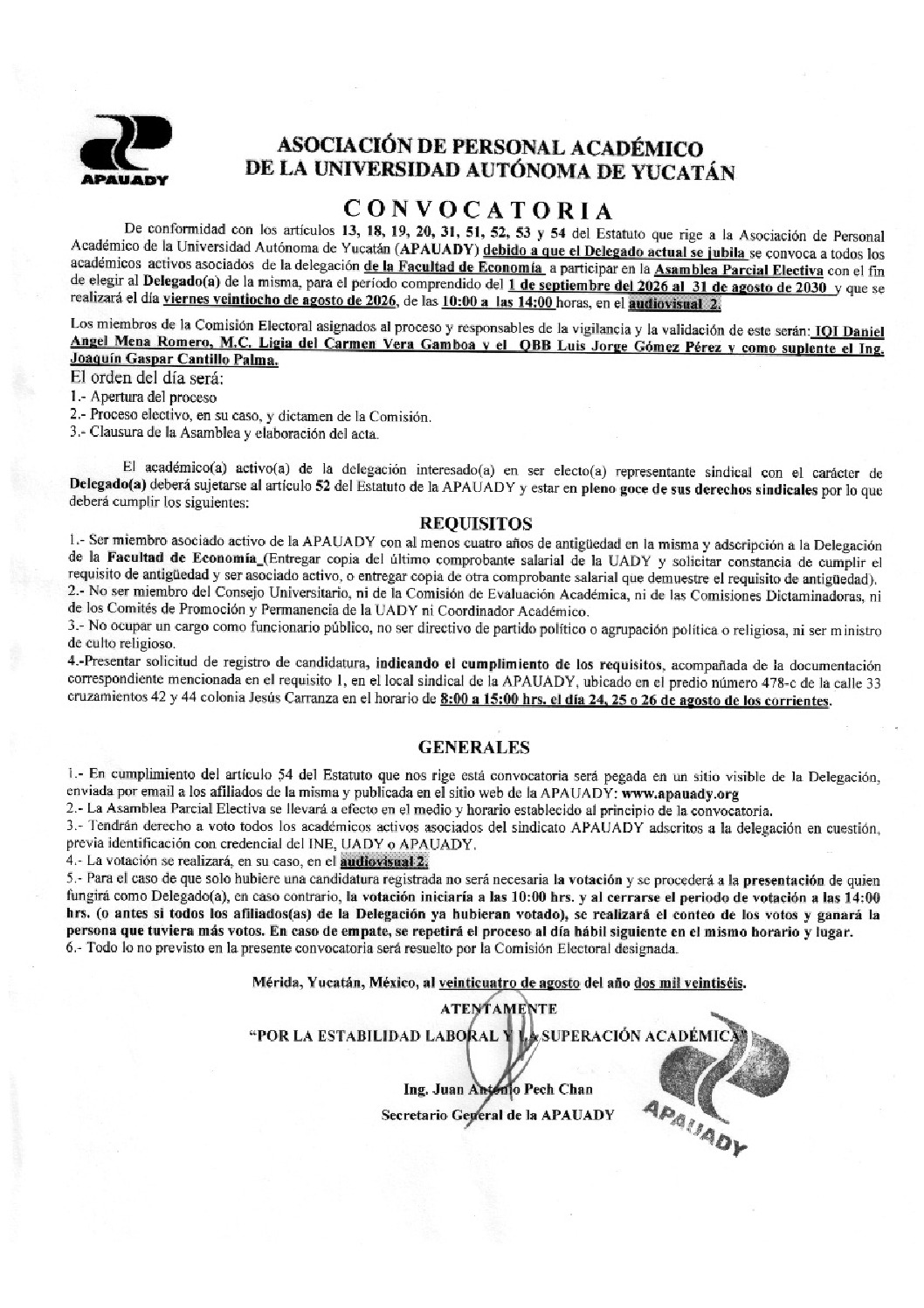 Featured image for “Asamblea Parcial Electiva | 28 agosto 2026 | 10:00 hrs | Audiovisual 2”